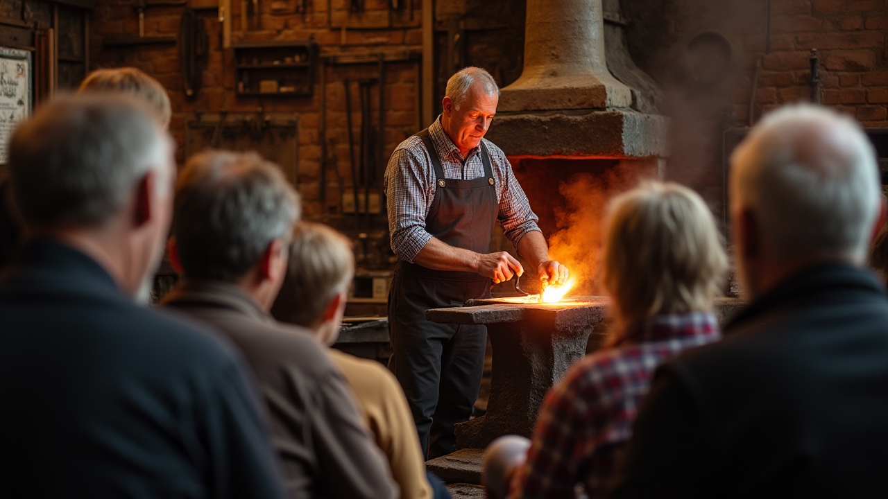 Démonstration de forge devant un public attentif