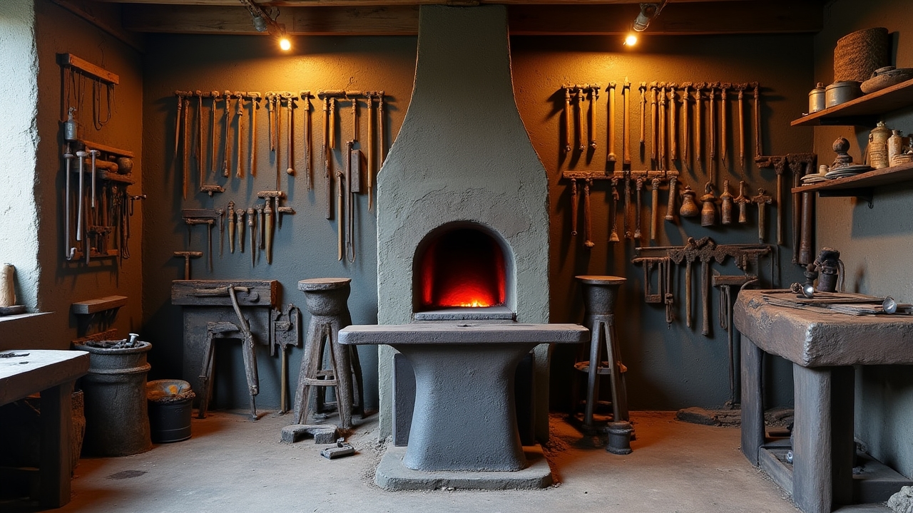 Forge traditionnelle au charbon en activité